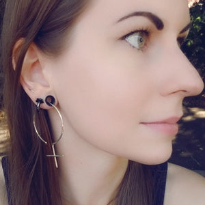 Feminista Sterling Silver Hoop Earrings (photo/model: Kathy Kerner)