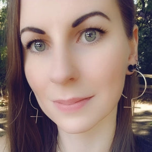 Feminista Sterling Silver Hoop Earrings (photo/model: Kathy Kerner)